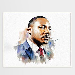 Martin Luther King Watercolor Oil Painting Portrait Wall‎ Art Poster